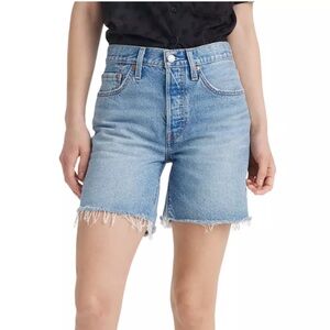 Levi's 501 Mid Thigh Bermuda Denim Shorts in Fun Flare Lightweight